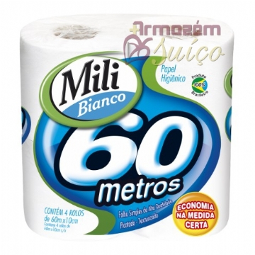 Foto Papel Higiênico Mili Bianco 60 MT - 4 Rolos